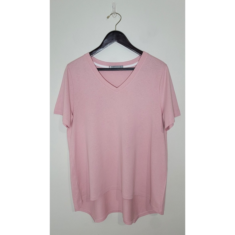 In2 By Incashmere Size XL 100%‎ Cotton Pink V Neck Hi-Lo Tunic Top Soft Comfort